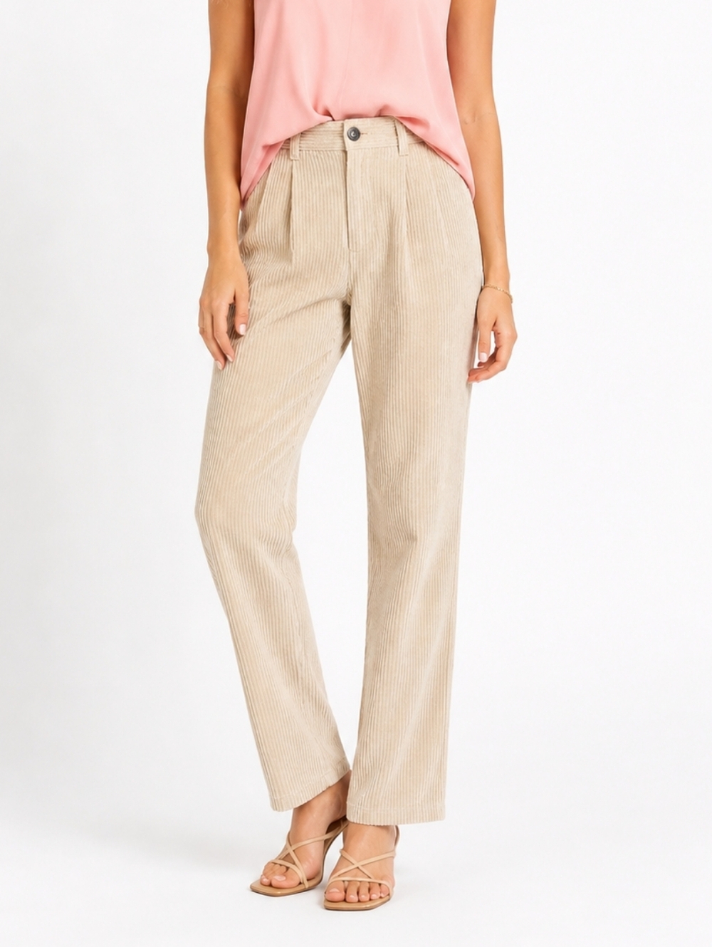 Vintage 90s Bugle Boy Corduroy Trousers Beige High Rise Pants 12$22 for convers